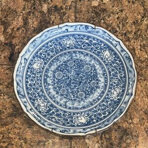 Andrea By Sadek Blue and White Dinner Plate